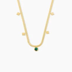 Collier Athena Acier Doré Malachite