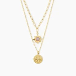 Collier Athena Acier Doré Quartz