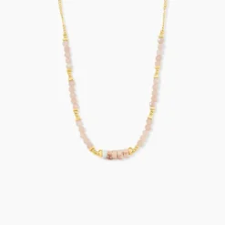 Collier Athena Acier Jaune Pierre De Synthese Turquoise