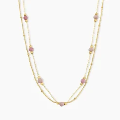 Collier Athena Acier Jaune Rhodochrosite