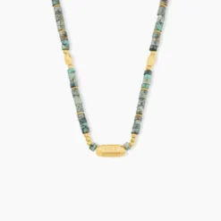 Collier Athena Acier Jaune Turquoise