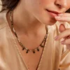 Collier Athena Acier Jaune Turquoise Amazonite Agate