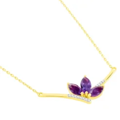 Collier Augustina Or Jaune Amethyste Oxyde De Zirconium