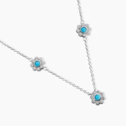 Collier Aurel Argent Blanc Turquoise Oxyde De Zirconium