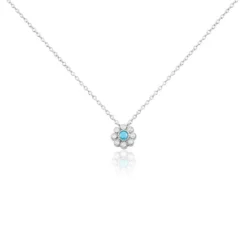 Collier Aurel Argent Blanc Turquoise Oxyde De Zirconium