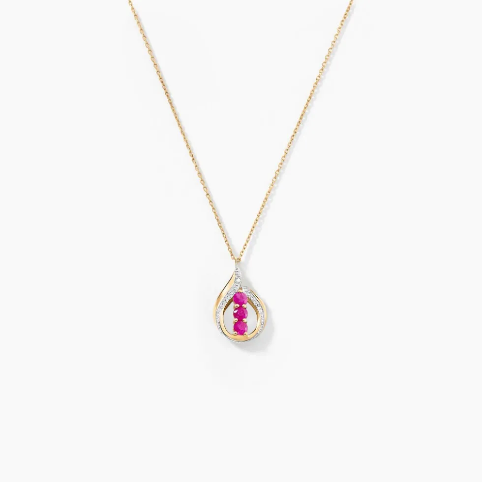 Collier Aurora Or Jaune Rubis Et Diamant