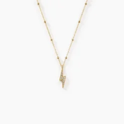 Collier Aurore Acier Doré éclair Cristal