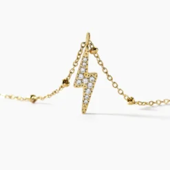 Collier Aurore Acier Doré éclair Cristal