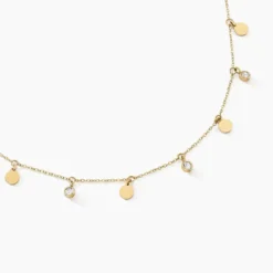 Collier Aurore Acier Doré Cristal