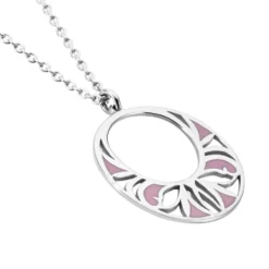 Collier Azalea Argent Blanc Email Rose