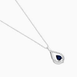 Collier Boucla Or Blanc Saphir Et Diamant