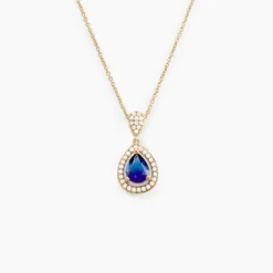 Collier Brigita Plaqué Or Pierre De Synthese Et Oxyde De Zirconium
