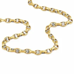 Collier Carlo Or Bicolore Maille Marine Ronde