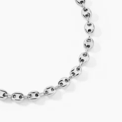 Collier Carrus Maille Grain De Cafe Argent Blanc