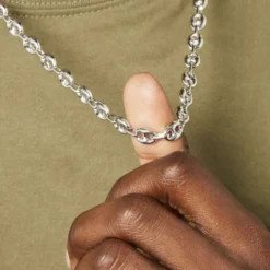 Collier Carrus Maille Grain De Cafe Argent Blanc