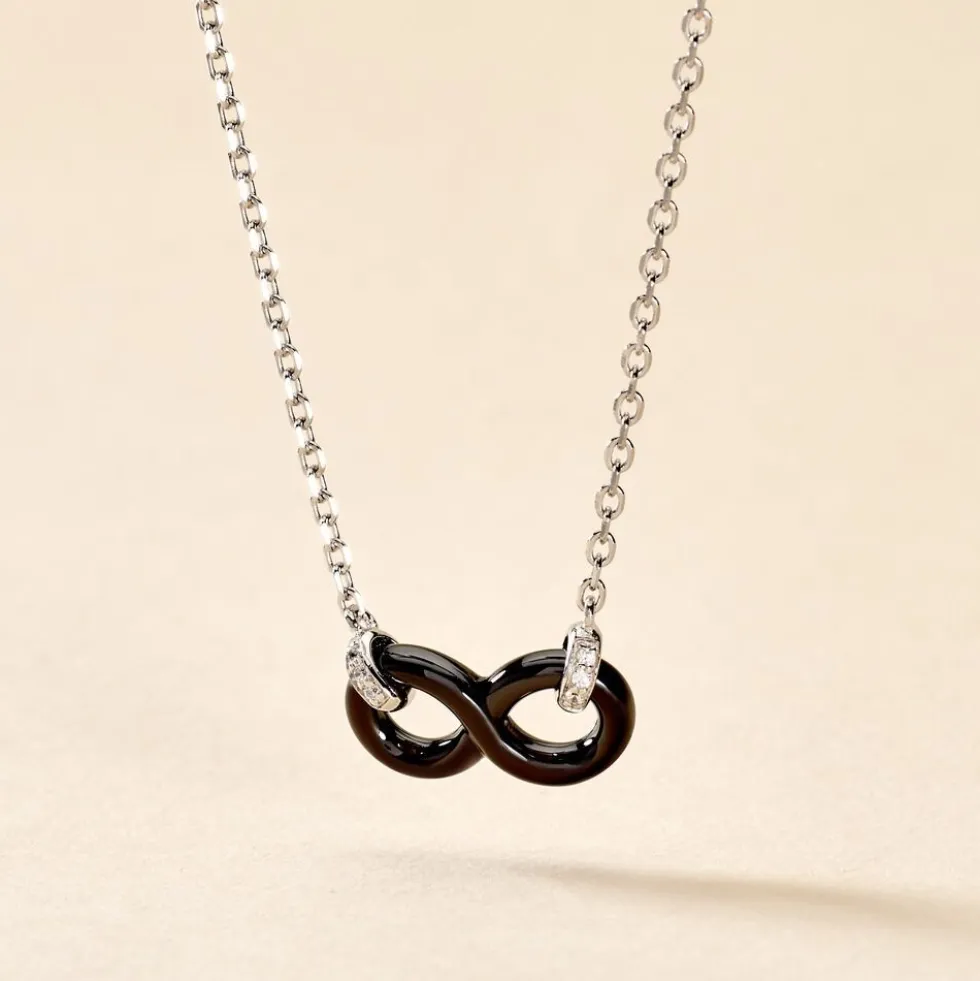 Collier Celinia Argent Blanc Céramique Et Oxyde De Zirconium