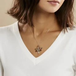 Collier Chahida Argent Blanc Ambre