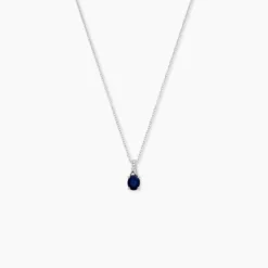 Collier Charmante Or Blanc Saphir Et Diamant