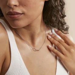 Collier Cherise Argent Blanc