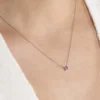 Collier Clair Or Blanc Amethyste