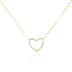 Collier Coeur Droit Or Jaune Oxyde De Zirconium