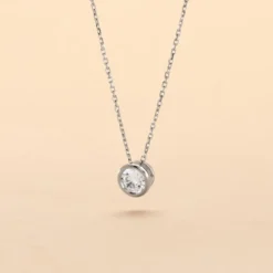 Collier Columbine Or Blanc Oxyde De Zirconium Blanc