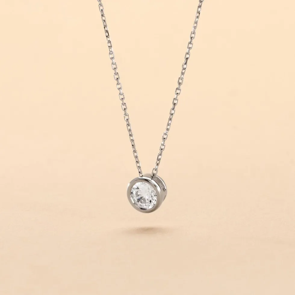 Collier Columbine Or Blanc Oxyde De Zirconium Blanc
