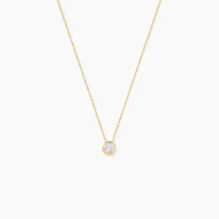Collier Columbine Or Jaune Oxyde De Zirconium Blanc