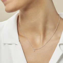 Collier Court Argent Blanc Constantin Oxyde De Zirconium