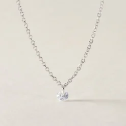 Collier Court Argent Blanc Constantin Oxyde De Zirconium