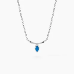 Collier Cyane Argent Blanc Turquoise
