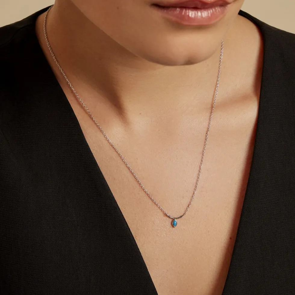 Collier Cyane Argent Blanc Turquoise