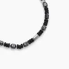 Collier Dark Pearl Acier Bicolore Pierre De Lave Hématite