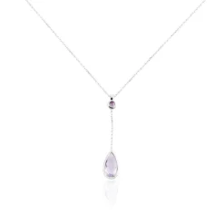 Collier Dennis Or Blanc Amethyste