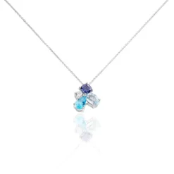 Collier Doryne Or Blanc Topaze Et Oxyde De Zirconium