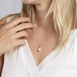 Collier Drusilla Argent Blanc Perle De Culture Et Oxyde De Zirconium