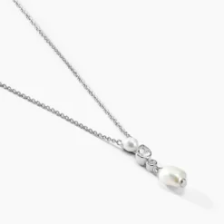 Collier Dua Argent Blanc Perle De Culture Oxyde De Zirconium
