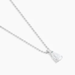 Collier Enis Or Blanc Oxyde De Zirconium Et Olivine