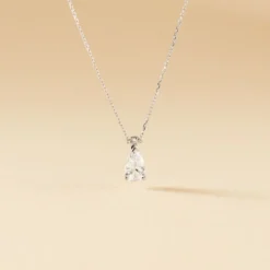 Collier Enis Or Blanc Oxyde De Zirconium Et Olivine