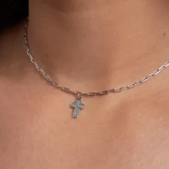 Collier Etincelante Argent Blanc