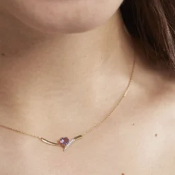 Collier Eva Or Jaune Amethyste Et Oxyde De Zirconium