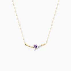 Collier Eva Or Jaune Amethyste Et Oxyde De Zirconium