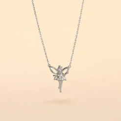 Collier Fee Or Blanc Diamant