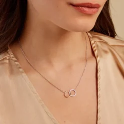 Collier Fei Or Jaune Argent Blanc Oxyde De Zirconium