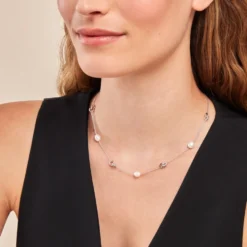 Collier Gaetane Argent Blanc Perle De Culture Oxyde De Zirconium
