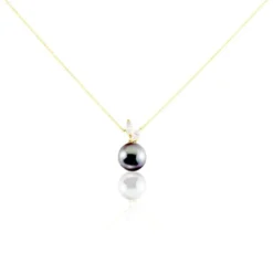 Collier Giuseppe Or Jaune Perle De Tahiti Oxyde Zirconium
