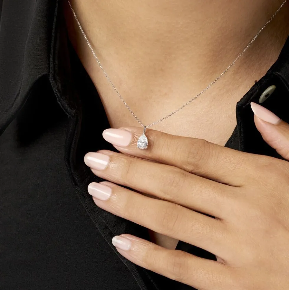 Collier Goutte Or Blanc Oxyde De Zirconium