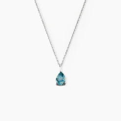 Collier Goutte Or Blanc Topaze