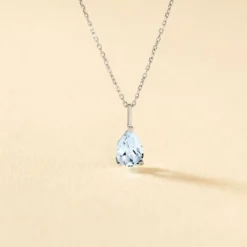 Collier Goutte Or Blanc Topaze