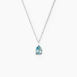 Collier Goutte Or Blanc Topaze